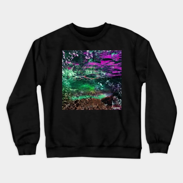 the magical landscape in mexican waterscape ecopop collage art Crewneck Sweatshirt by jorge_lebeau